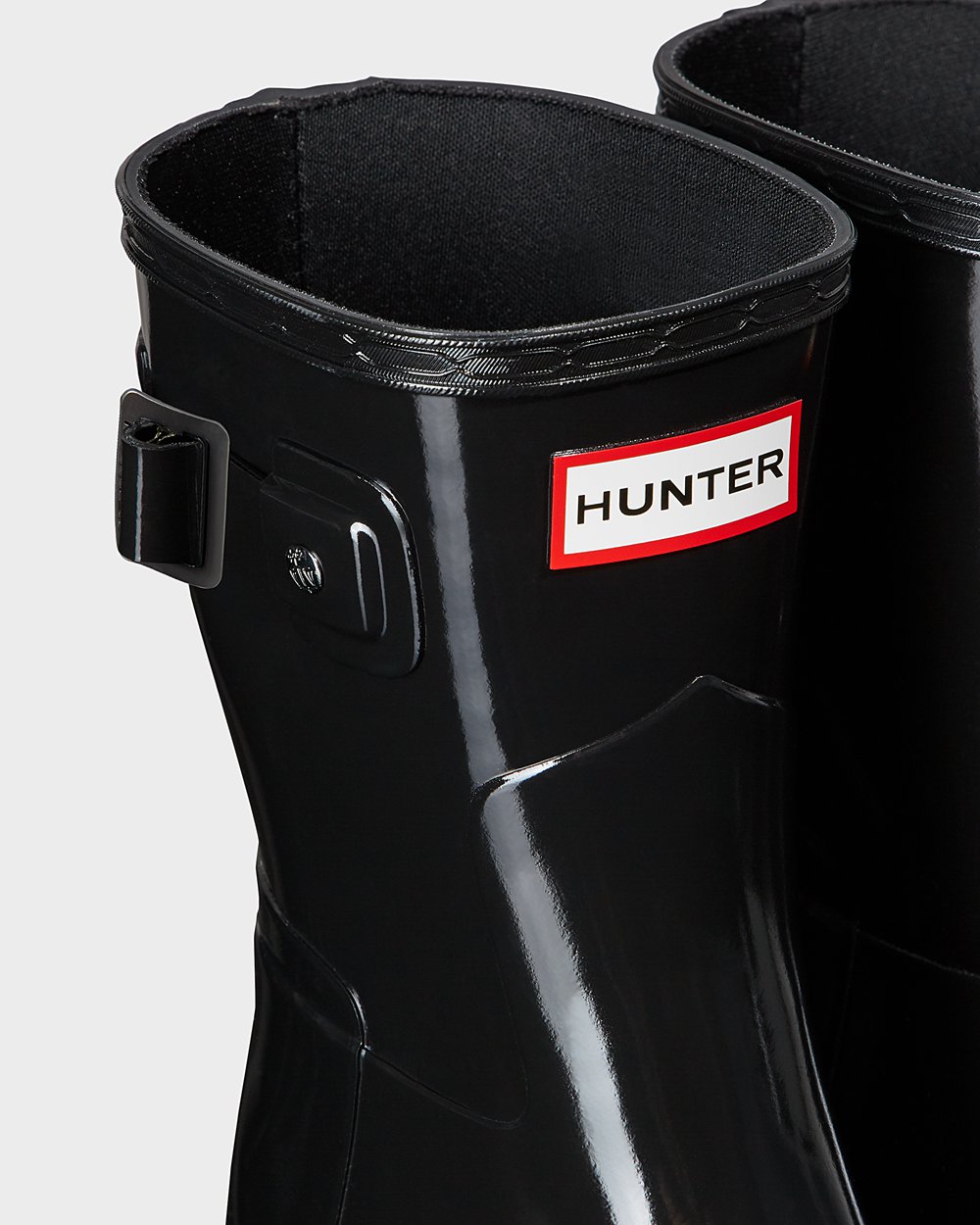 Hunter Refined Slim Fit Gloss Short Rain Boots - Online Womens Black - WFMDSX379